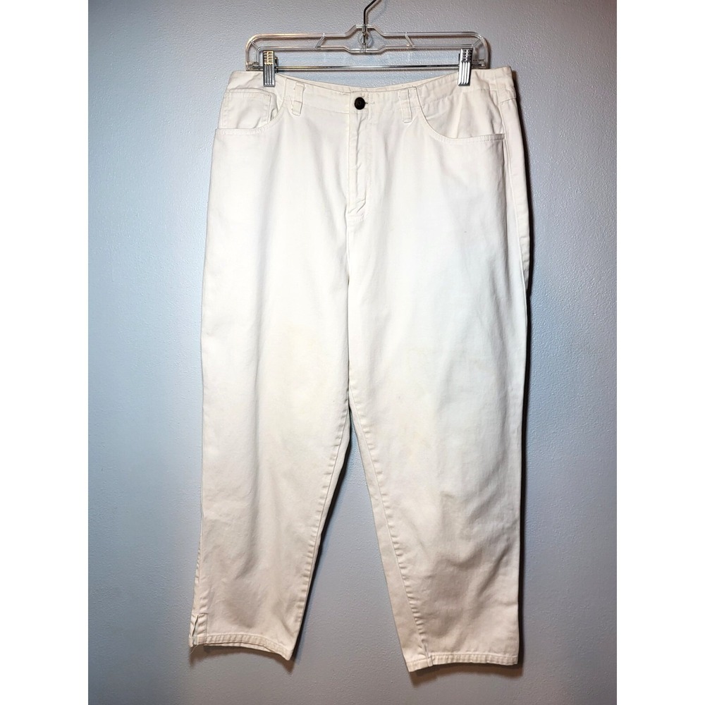 Talbots White Ankle Pant Jean Cotton‎ Taper Leg 5 Pocket High Rise Size 14